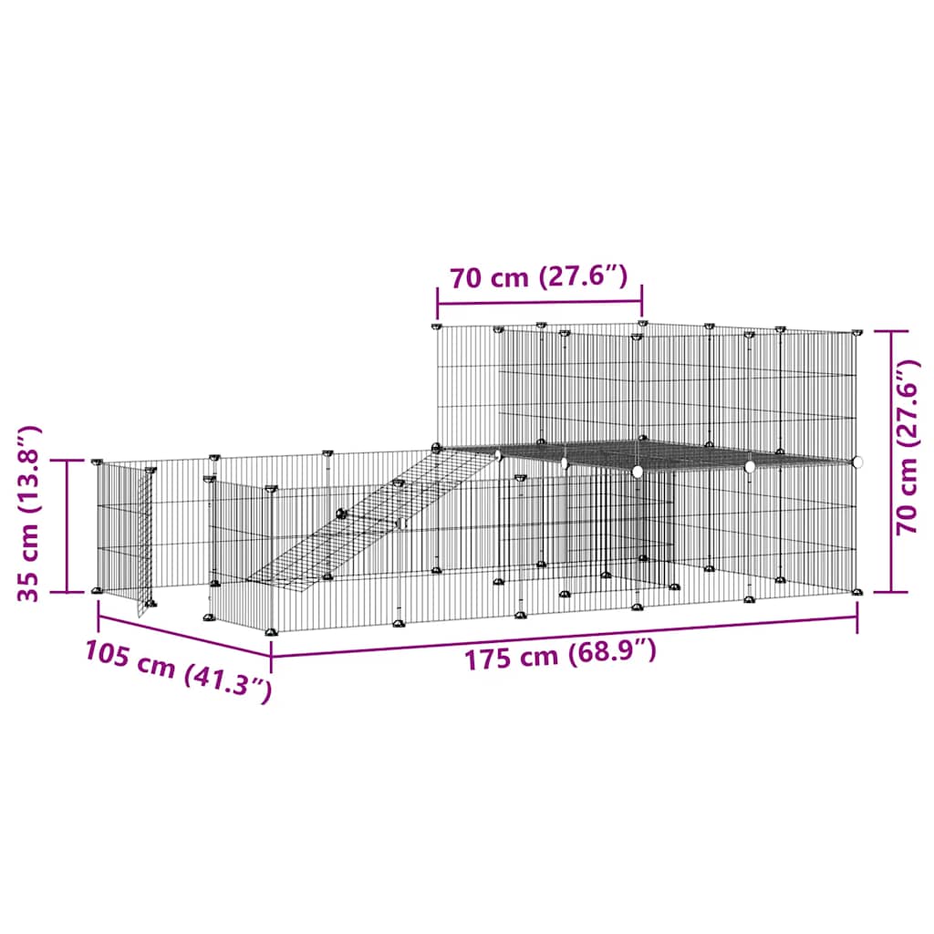 Hundgård svart 36 paneler 35x35 cm stål
