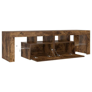 Tv-bänk med LED-belysning rökfägrad ek 140x36,5x40 cm