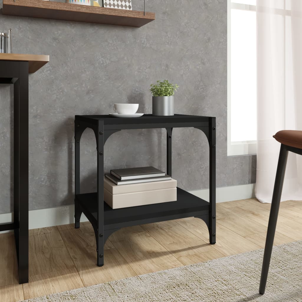 Tv-bänk svart 40x33x41 cm Konstruerat trä och stål