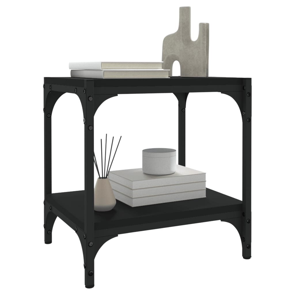 Tv-bänk svart 40x33x41 cm Konstruerat trä och stål