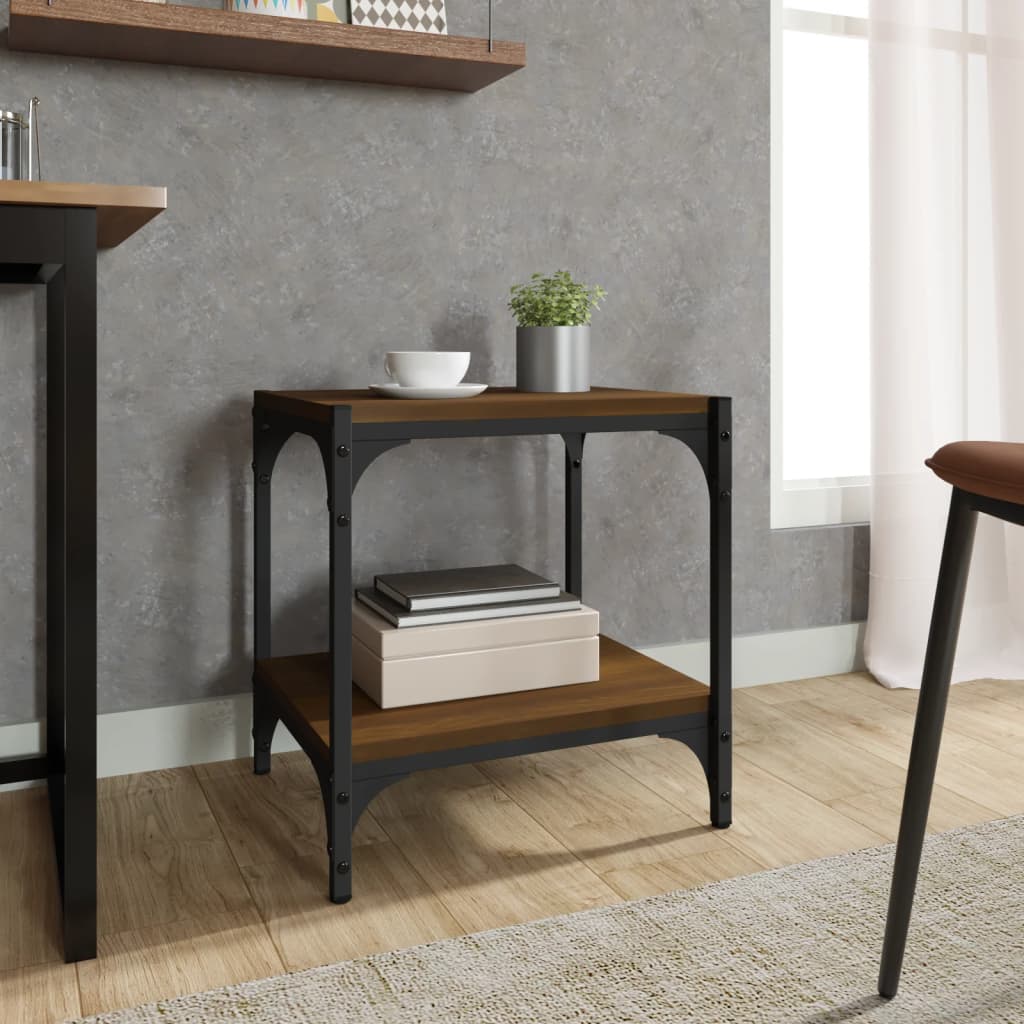 Tv-bänk brun ek 40x33x41 cm konstruerat trä och stål