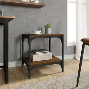 Tv-bänk brun ek 40x33x41 cm konstruerat trä och stål