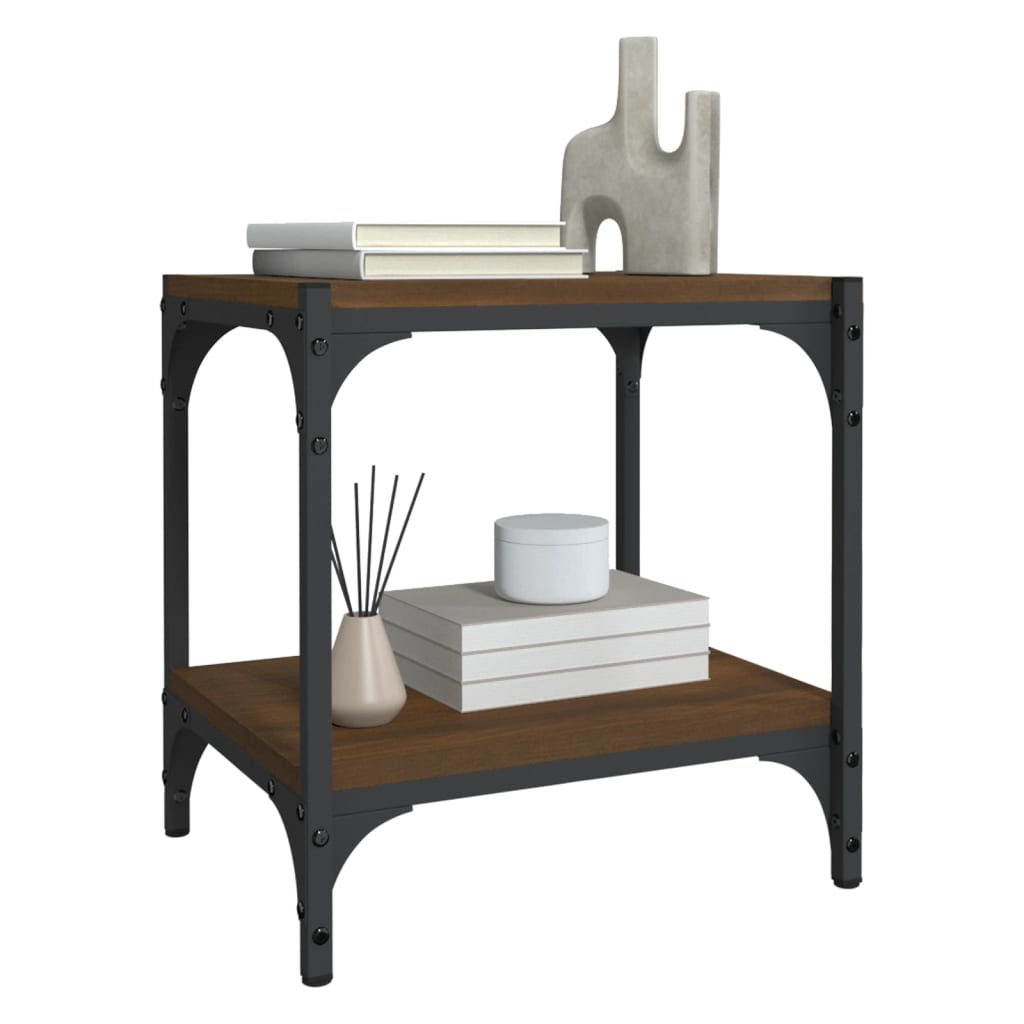 Tv-bänk brun ek 40x33x41 cm konstruerat trä och stål