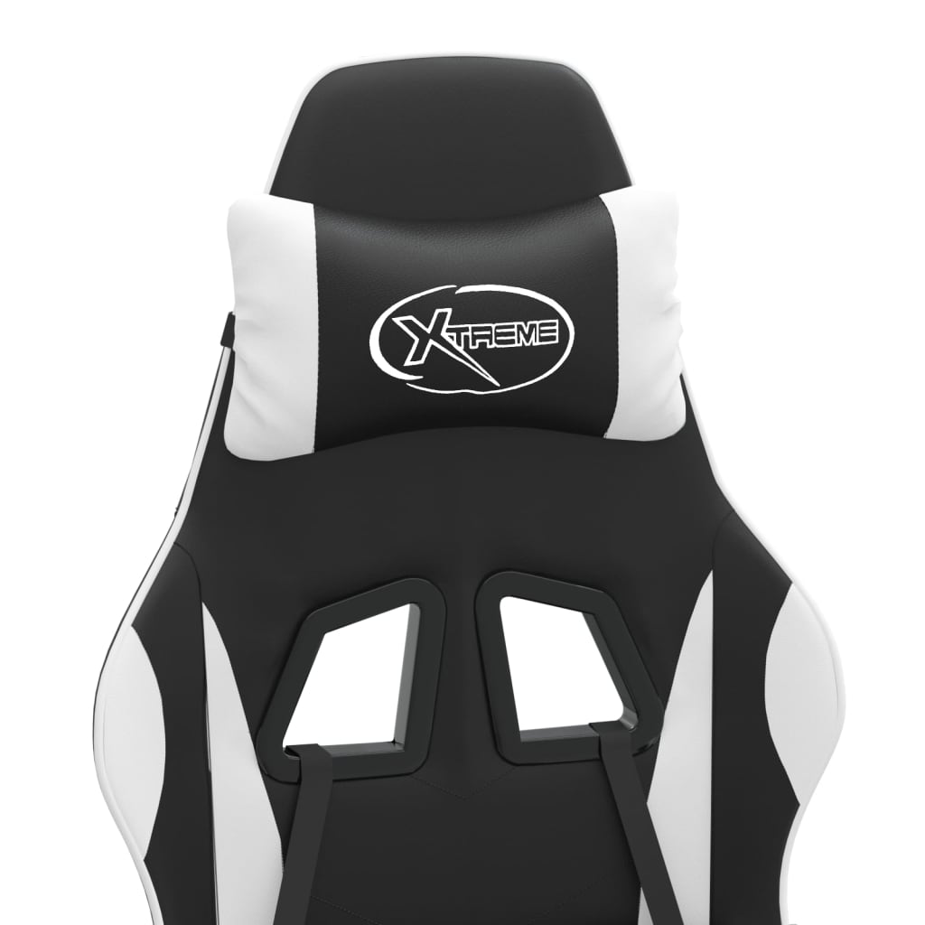Snurrbar gamingstol svart och vit konstläder
