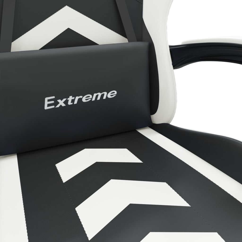 Snurrbar gamingstol svart och vit konstläder