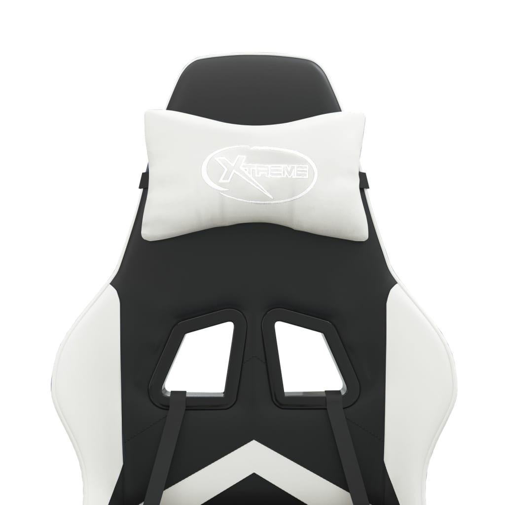 Snurrbar gamingstol svart och vit konstläder