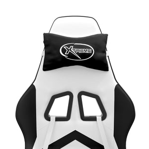 Snurrbar gamingstol vit och svart konstläder