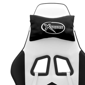 Snurrbar gamingstol vit och svart konstläder