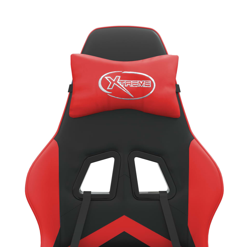 Snurrbar gamingstol med fotstöd svart och röd konstläder