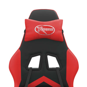 Snurrbar gamingstol med fotstöd svart och röd konstläder