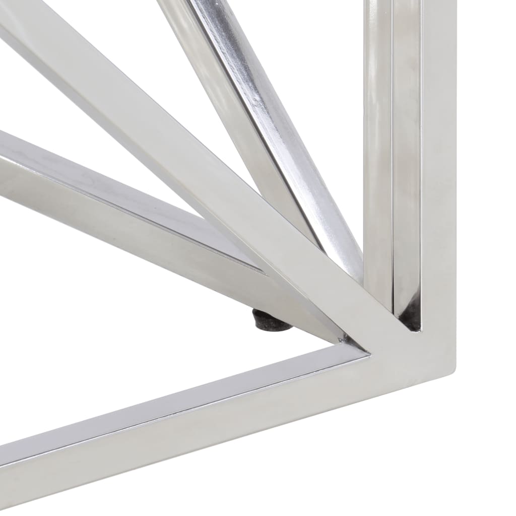 Soffbord silver rostfritt stål och massivt akaciaträ