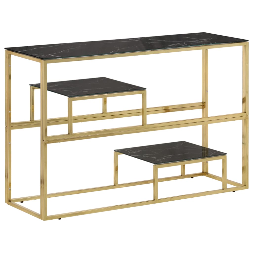 Konsolbord guld rostfritt stål och härdat glas
