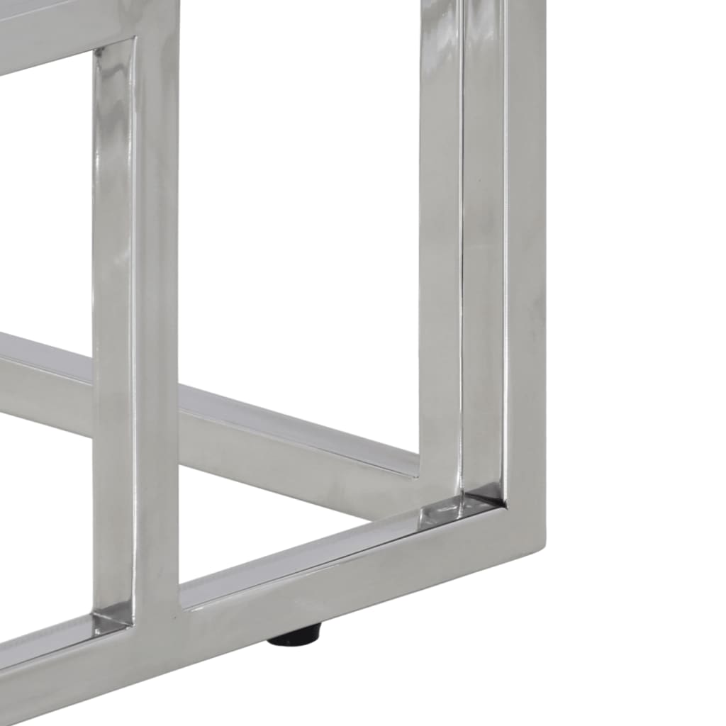 Konsolbord silver rostfritt stål och massivt akaciaträ