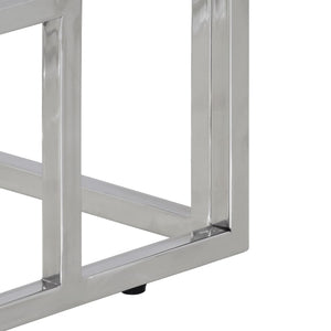 Konsolbord silver rostfritt stål och massivt akaciaträ