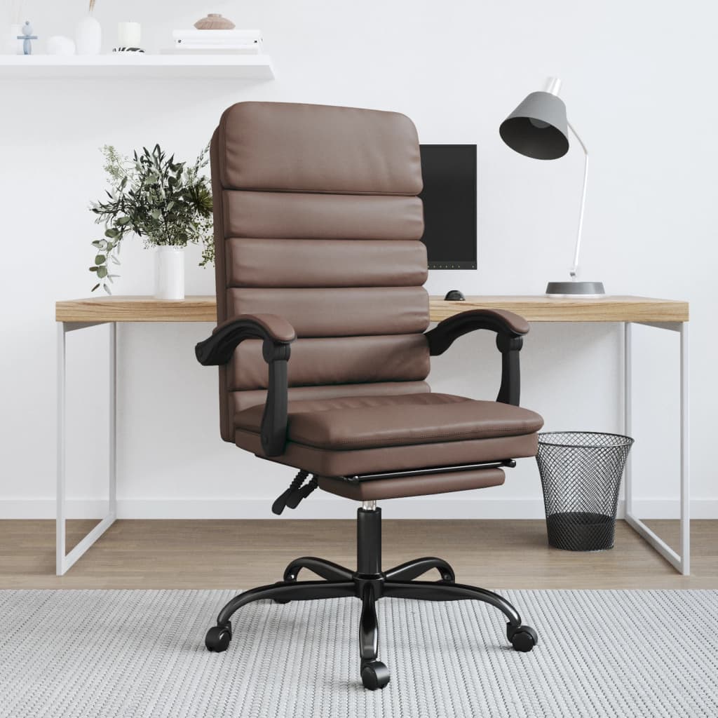 Kontorsstol med massage brun konstläder