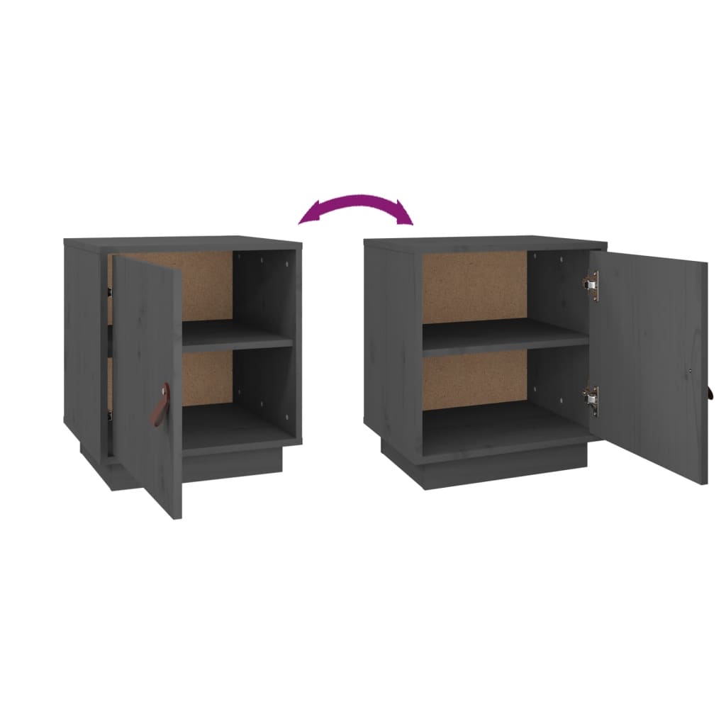 Sängbord grå 40x34x45 cm massiv furu