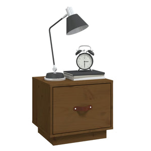 Sängbord 2 st honungsbrun 40x34x35 cm massiv furu