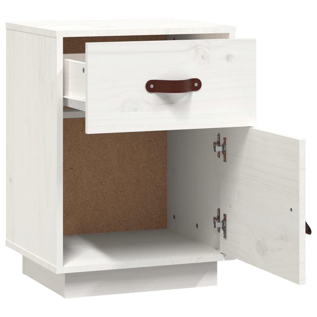 Sängbord vit 40x34x55 cm massiv furu