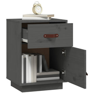 Sängbord 2 st grå 40x34x55 cm massiv furu