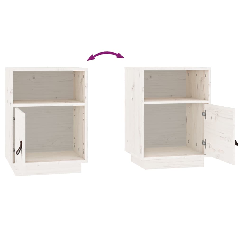 Sängbord vit 40x34x55 cm massiv furu