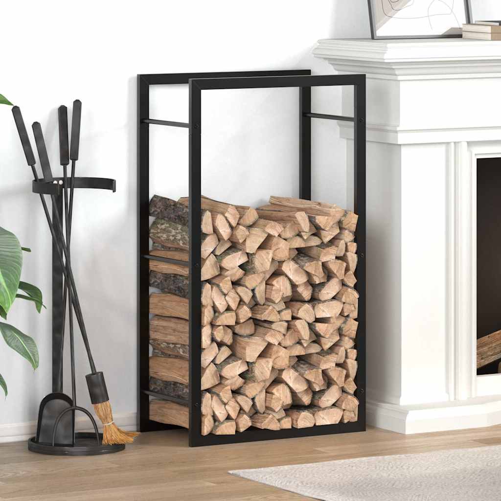 Vedställ matt svart 50x28x94 cm stål