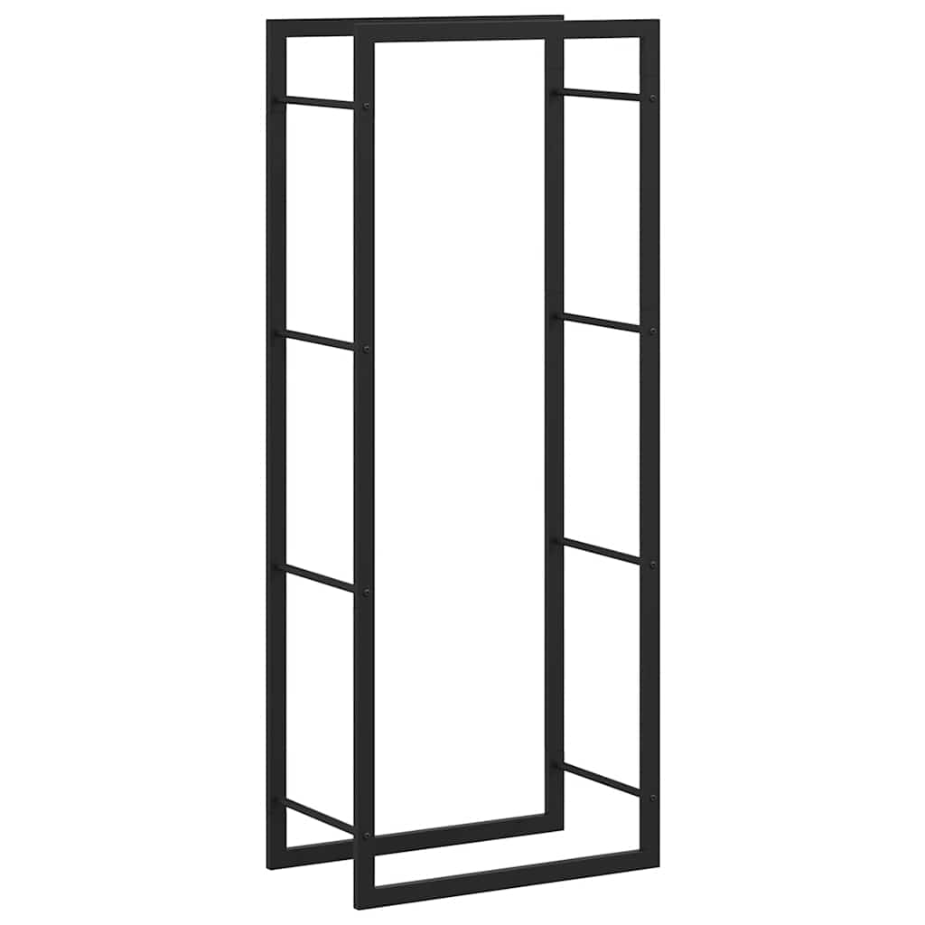Vedställ matt svart 50x28x132 cm stål