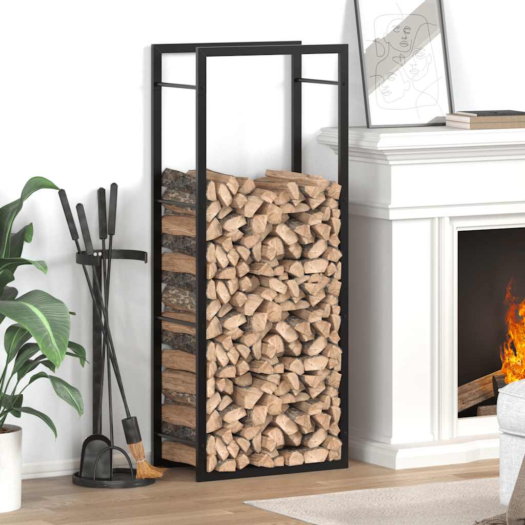 Vedställ matt svart 50x28x132 cm stål