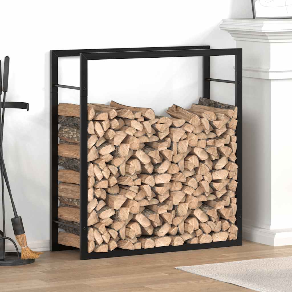 Vedställ matt svart 80x28x86 cm stål