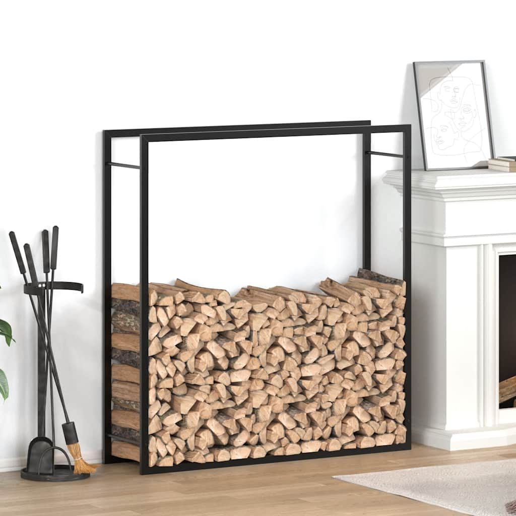 Vedställ matt svart 110x28x116 cm stål