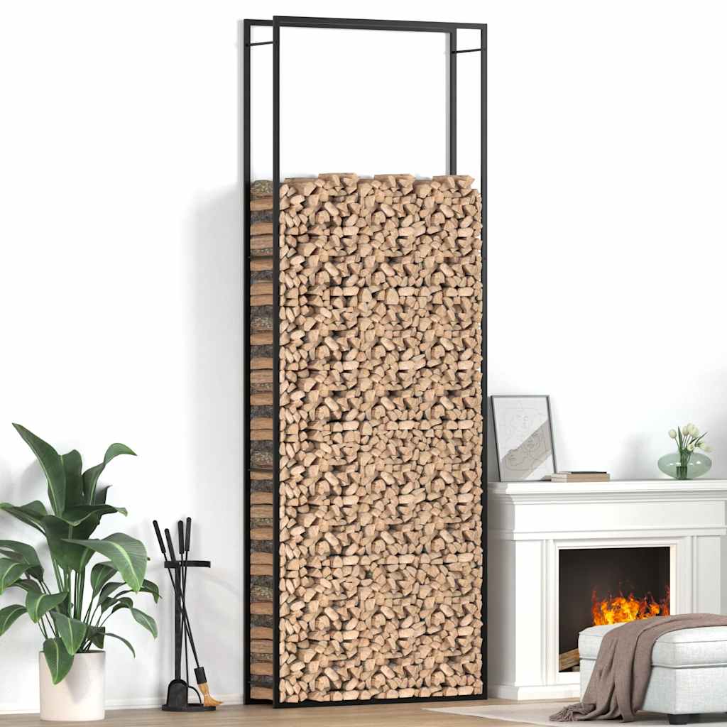 Vedställ matt svart 110x28x312 cm stål