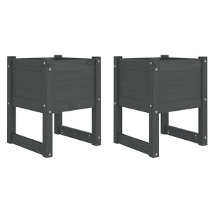 Odlingslådor 2 st grå 40x40x52,5 cm massiv furu