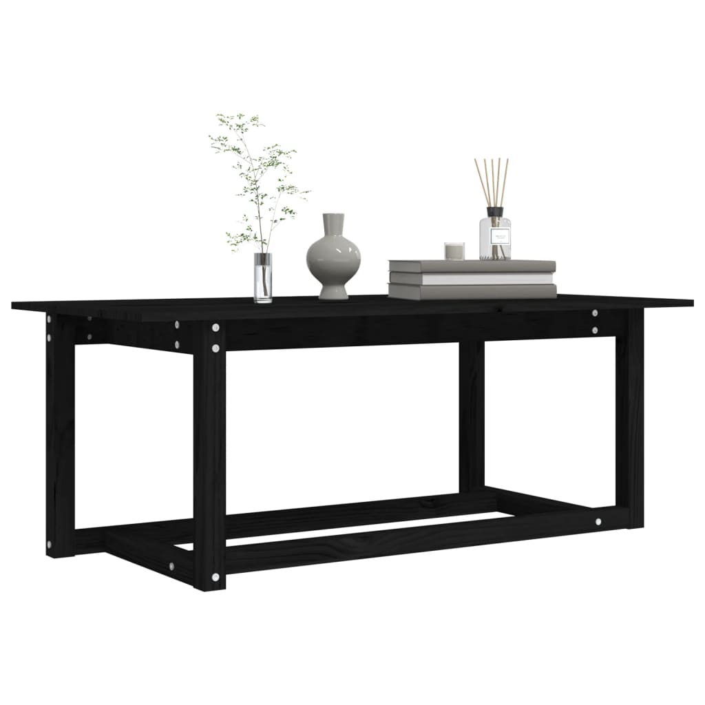 Soffbord svart 110x55x45 cm massiv furu