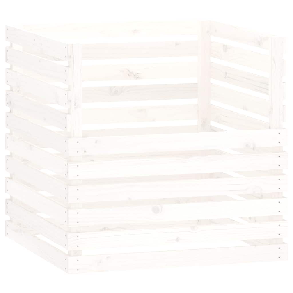 Kompostlåda vit 80x80x78 cm massiv furu
