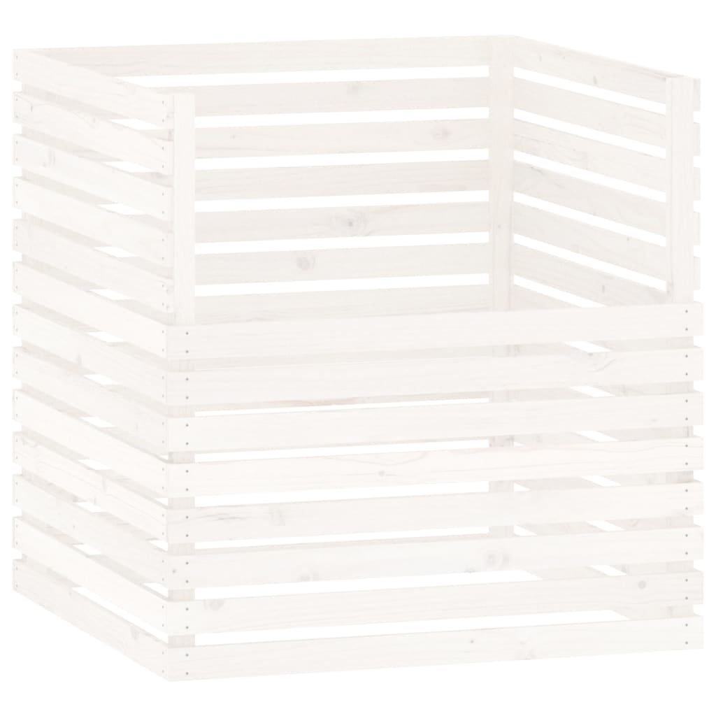 Kompostlåda vit 100x100x102 cm massiv furu
