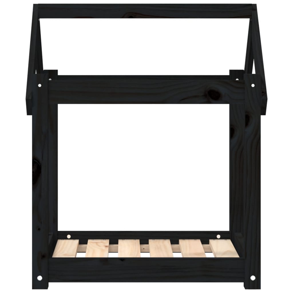 Hundbädd svart 61x50x70 cm massiv furu