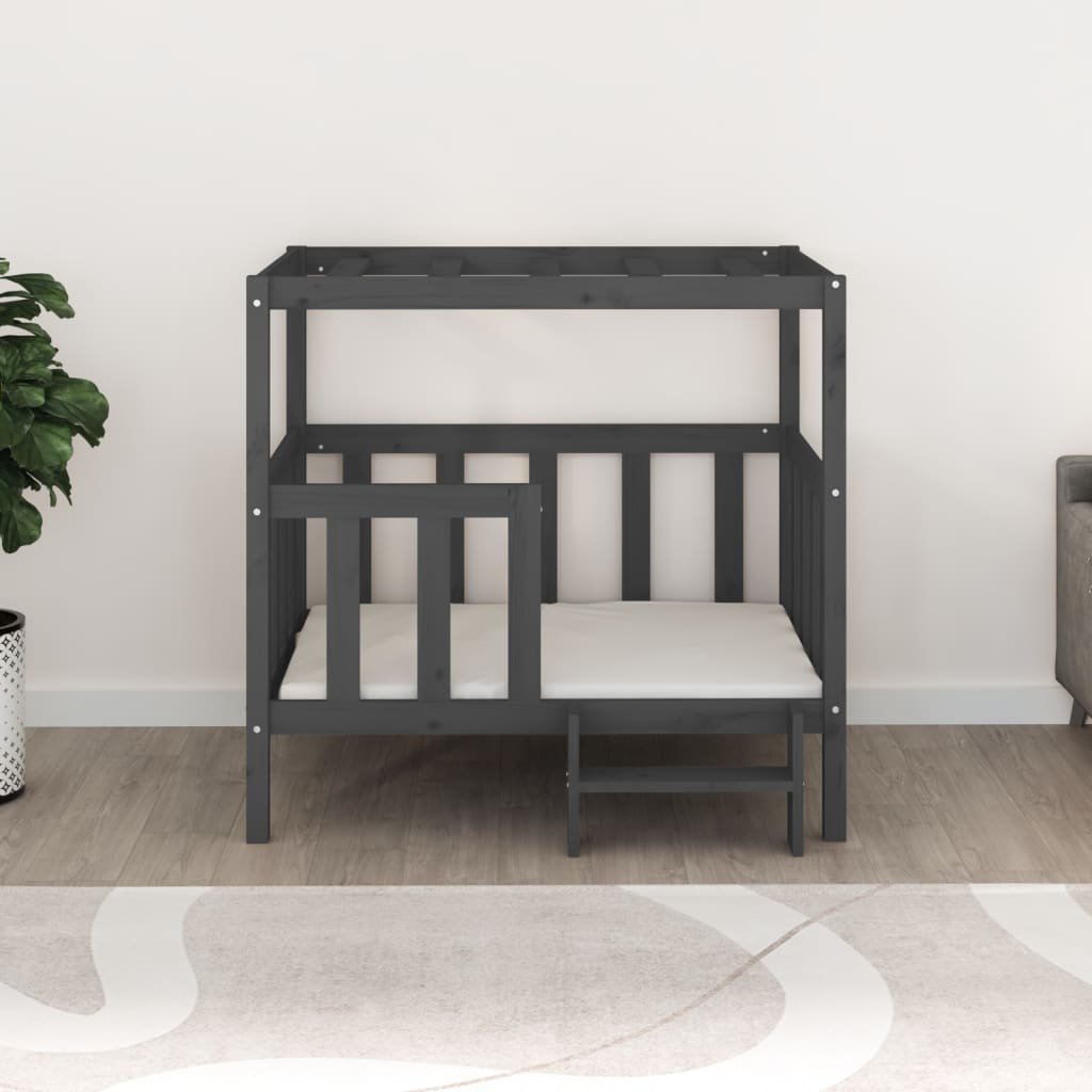 Hundbädd grå 105,5 x 83,5 x 100 cm massiv furu