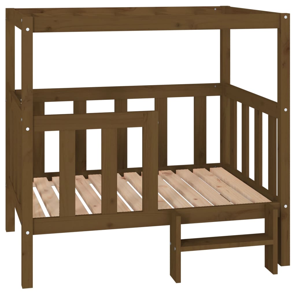 Hundbädd honungsbrun 105,5 x 83,5 x 100 cm massiv furu