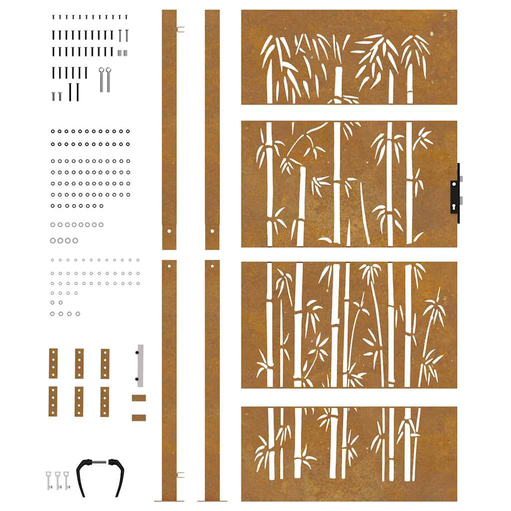 Trädgårdsgrind 100x200 cm cortenstål bambudesign