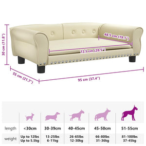 Hundbädd gräddvit 95x55x30 cm konstläder