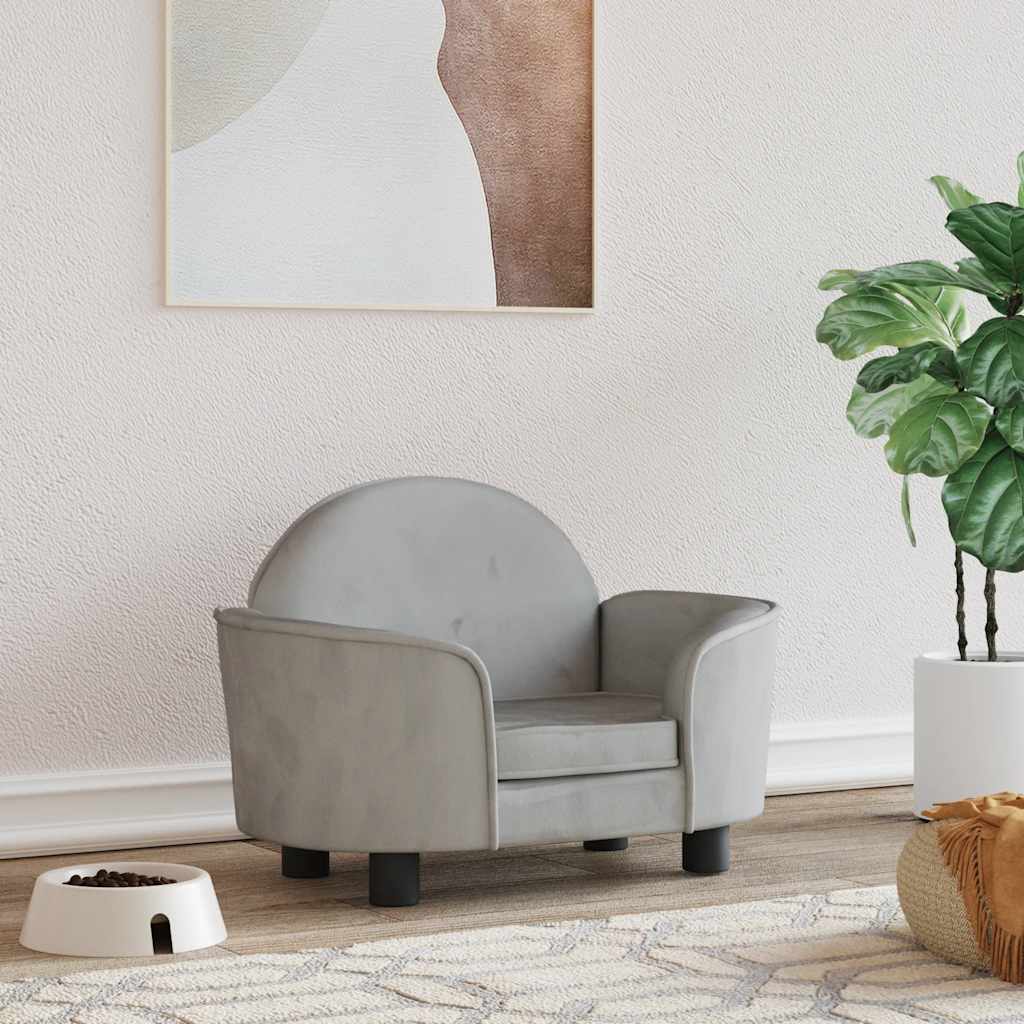 Hundbädd ljusgrå 66x40x45 cm sammet