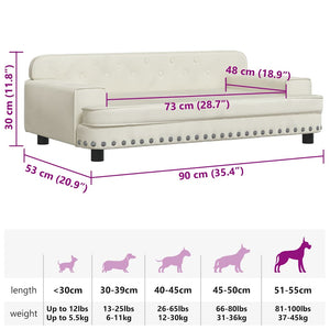 Hundbädd gräddvit 90x53x30 cm sammet
