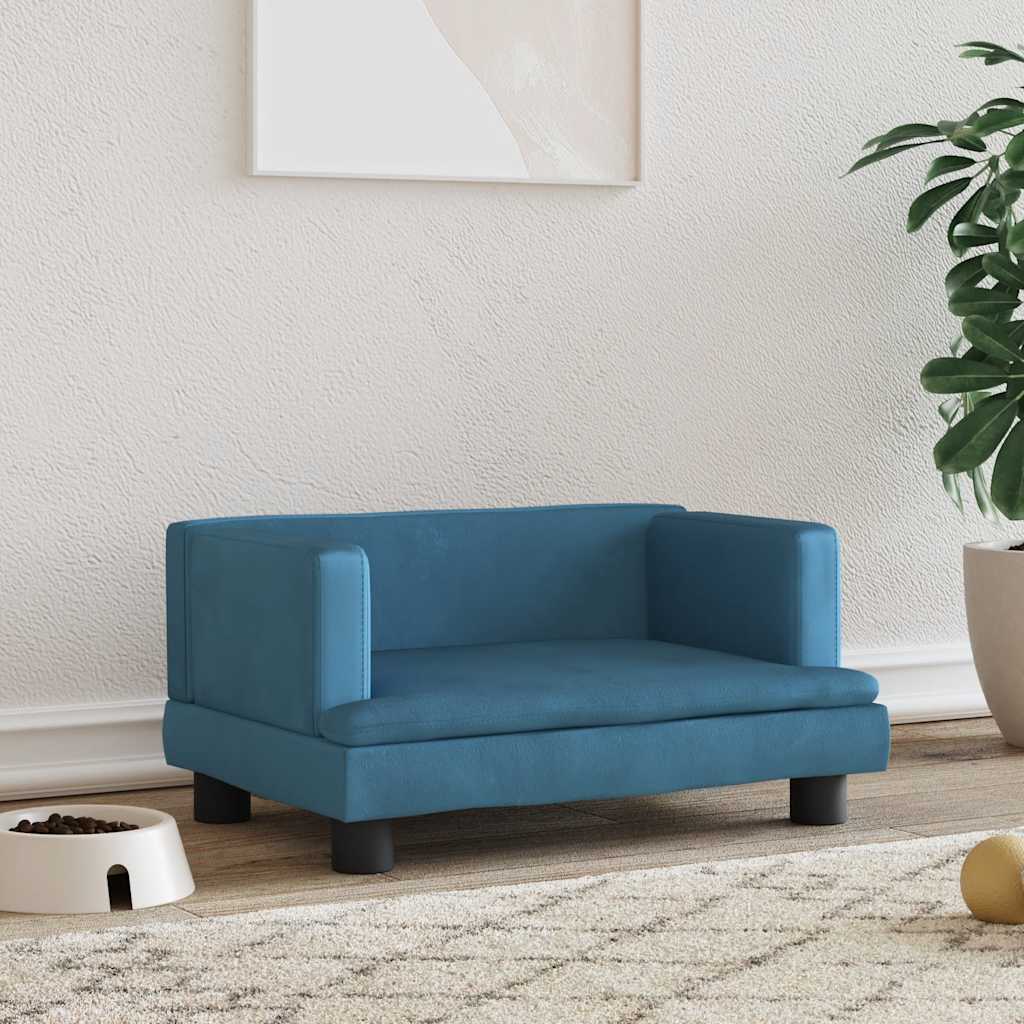 Hundbädd blå 60x40x30 cm sammet