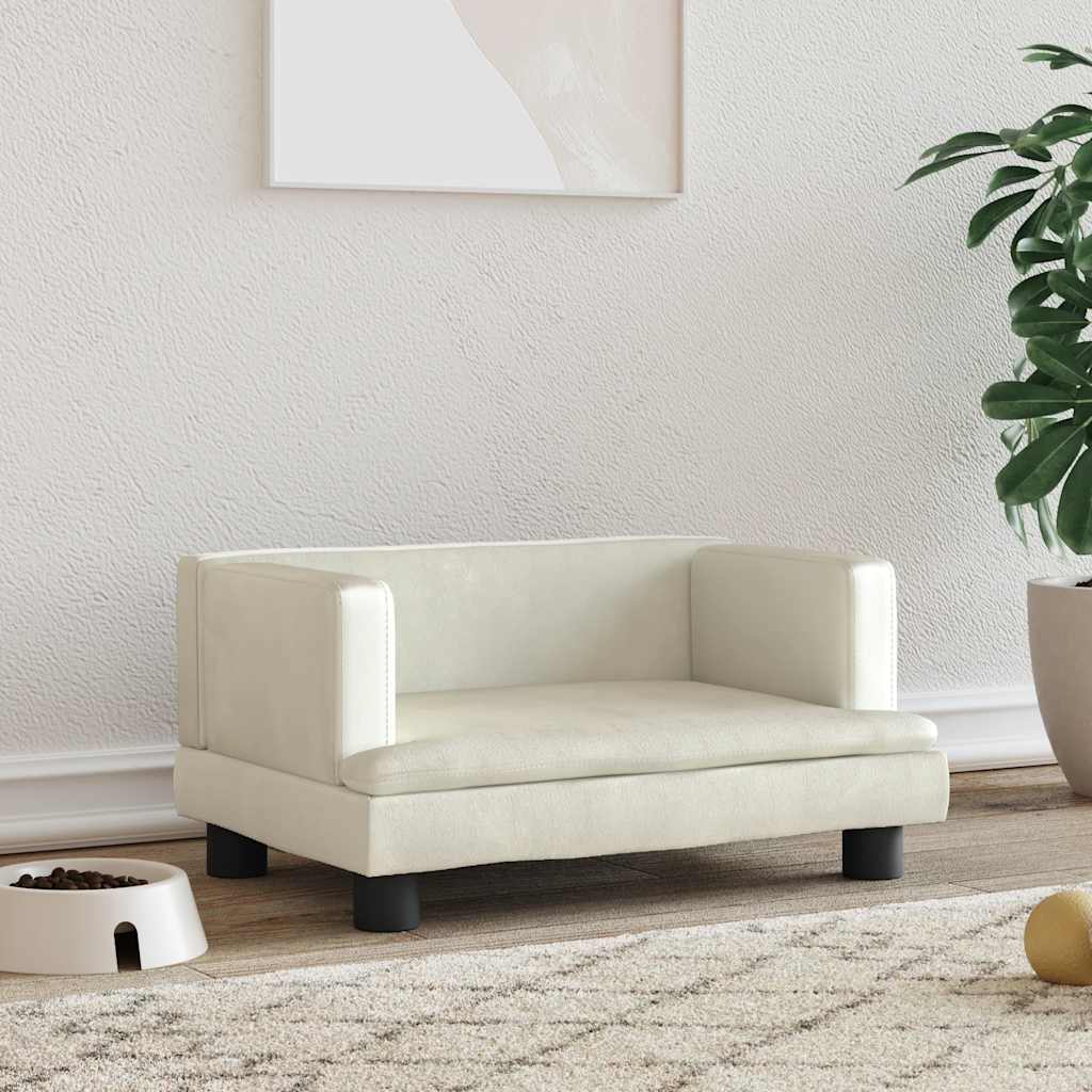 Hundbädd gräddvit 60x40x30 cm sammet