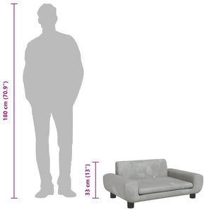 Hundbädd ljusgrå 70x45x33 cm sammet