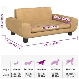 Hundbädd brun 70x45x33 cm sammet
