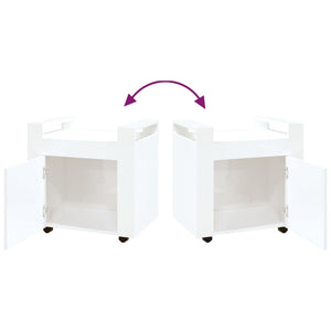 Skrivbordsvagn högglans vit 60x45x60 cm konstruerat trä