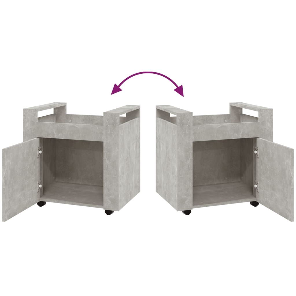 Skrivbordsvagn betonggrå 60x45x60 cm konstruerat trä