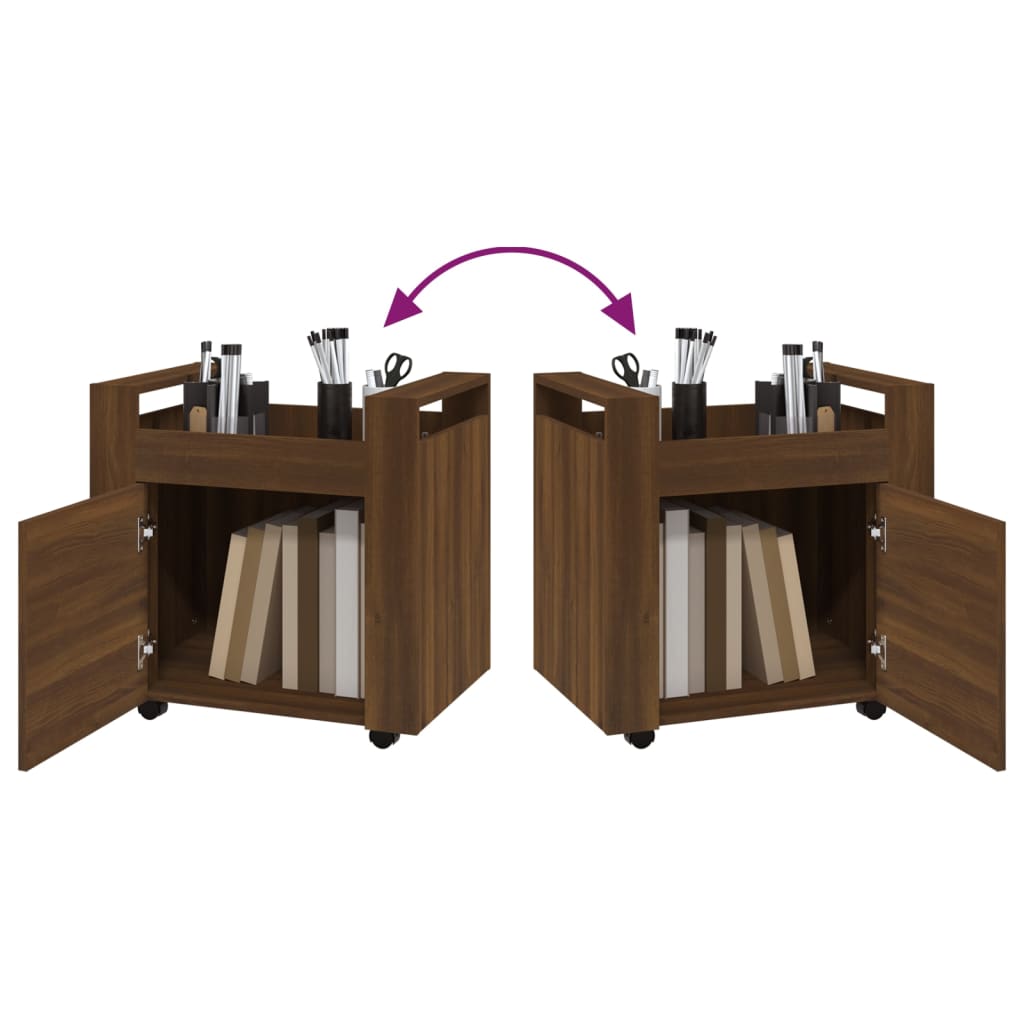 Skrivbordsvagn brun ek 60x45x60 cm konstruerat trä