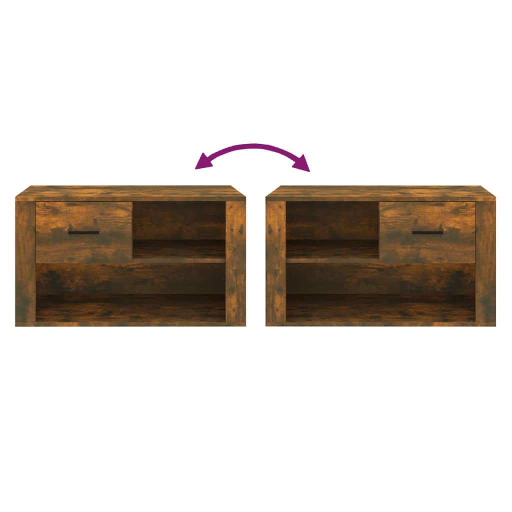 Skoställ rökfärgad ek 80x35x45 cm konstruerat trä