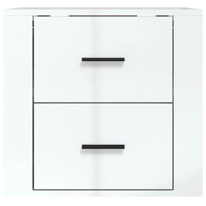 Väggmonterat sängbord vit högglans 50x36x47 cm